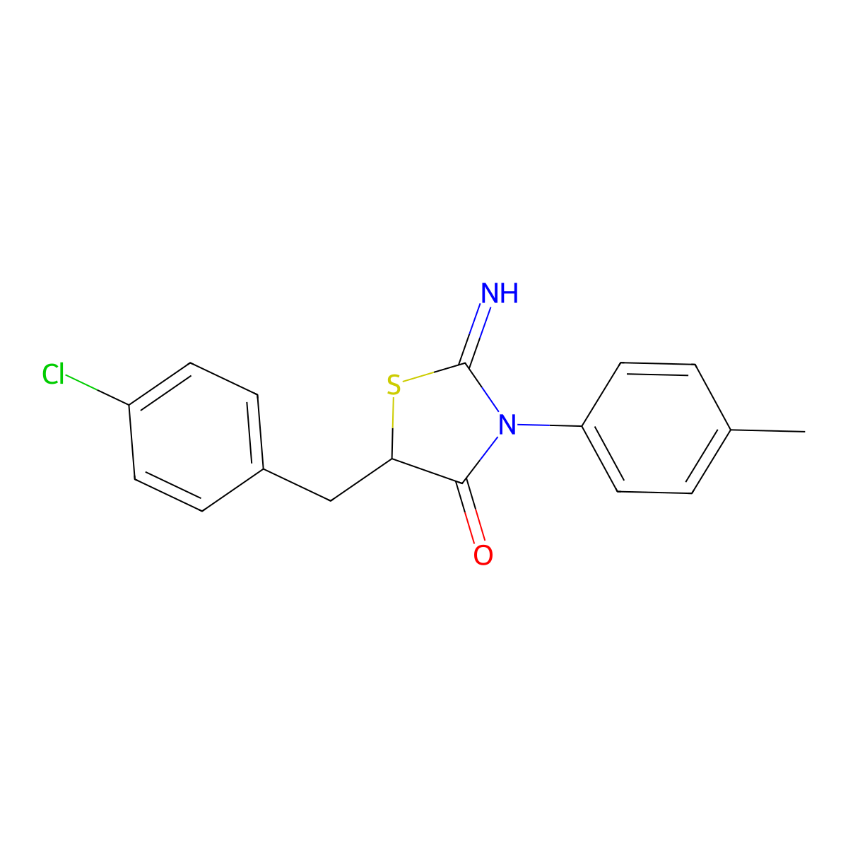 5-[(4-Chlorophenyl)methyl]-2-imino-3-(4-methylphenyl)-1,3-thiazolidin-4-one molecular structure, CAS 1049035-65-5