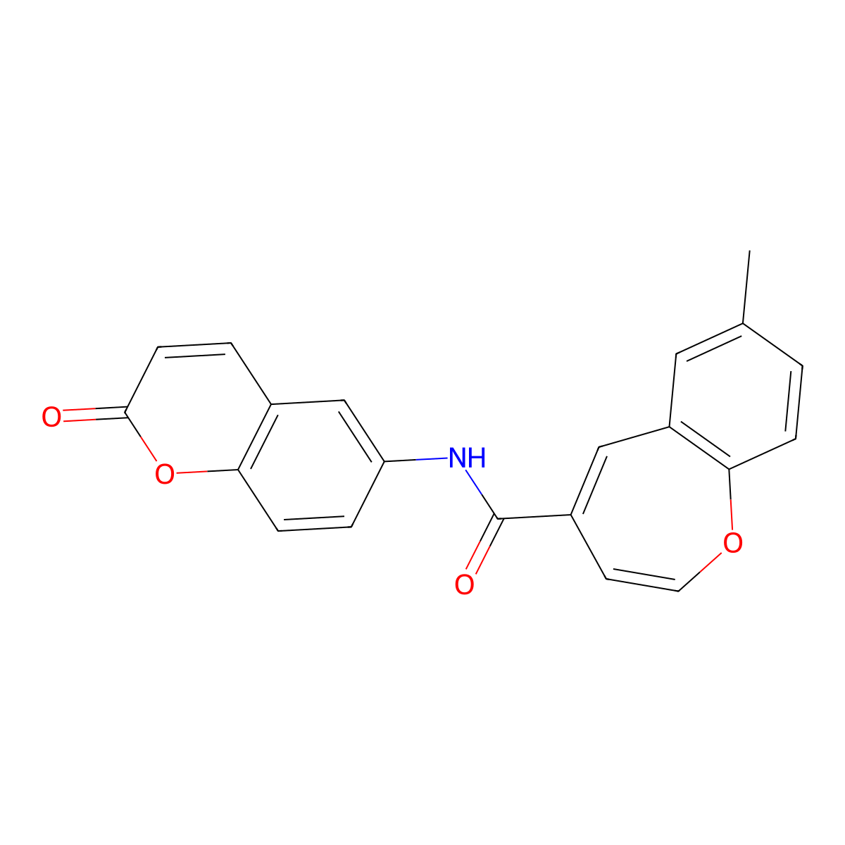 7-methyl-N-(2-oxo-2H-chromen-6-yl)-1-benzoxepine-4-carboxamide molecular structure, CAS 1049035-77-9