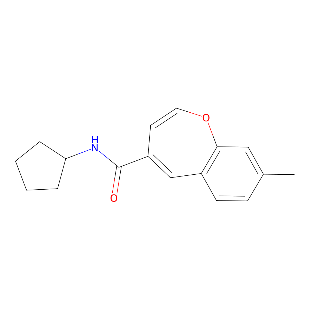 N-cyclopentyl-8-methyl-1-benzoxepine-4-carboxamide molecular structure, CAS 1049035-92-8