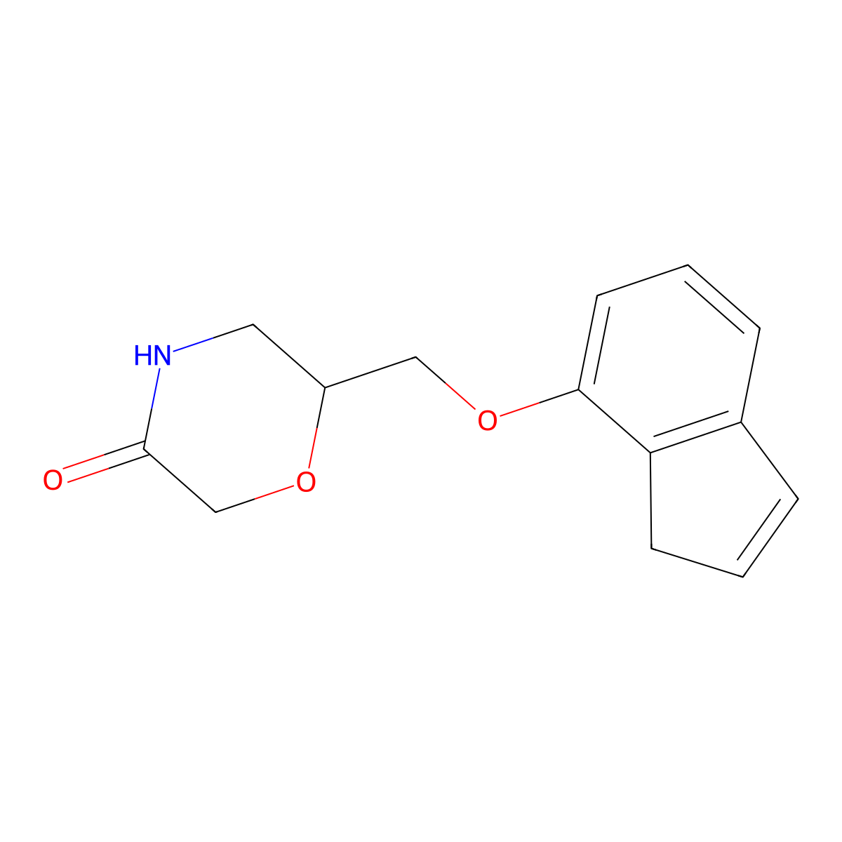 6-(((1H-Inden-7-yl)oxy)methyl)morpholin-3-one molecular structure, CAS 104908-23-8