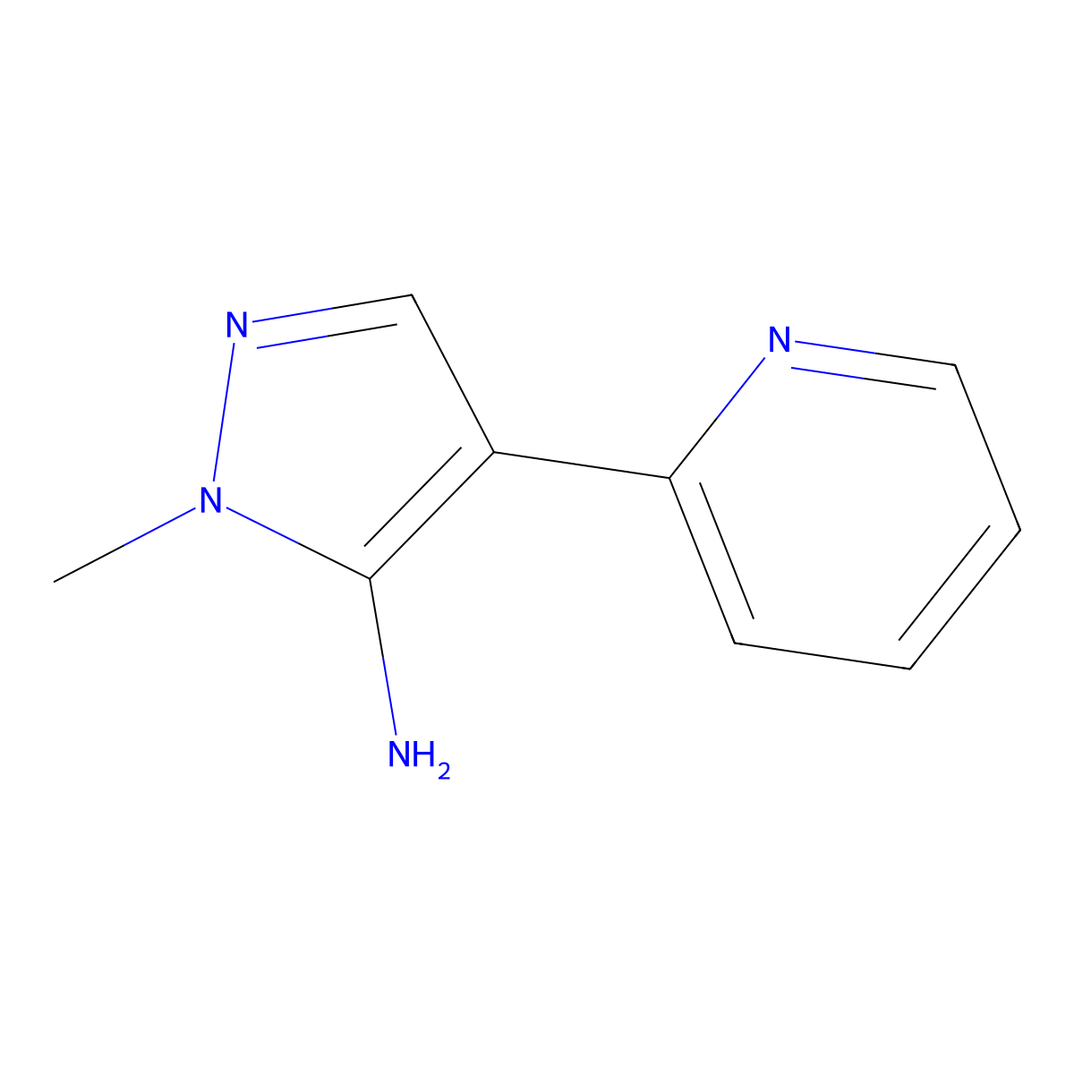 1-Methyl-4-(pyridin-2-yl)-1H-pyrazol-5-amine molecular structure, CAS 104909-45-7