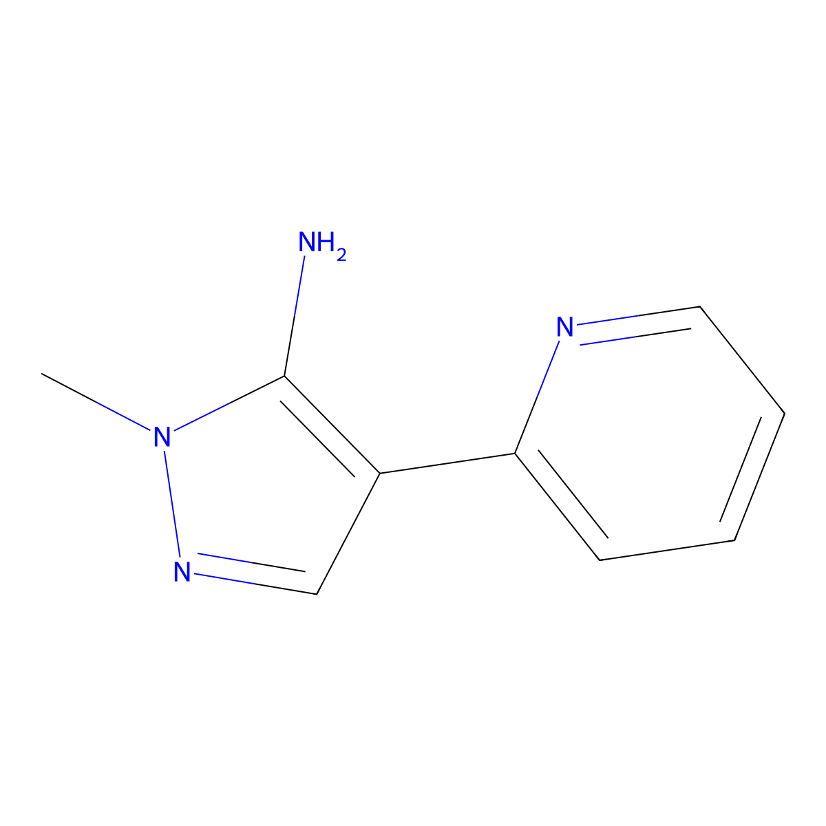 1-Methyl-4-(pyridin-2-yl)-1H-pyrazol-5-amine molecular structure, CAS 104909-45-7