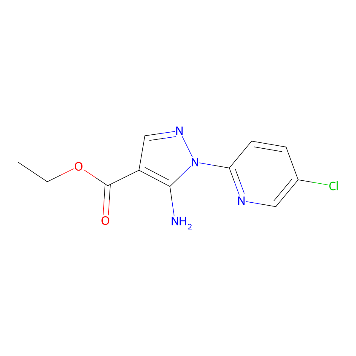 ethyl 5-amino-1-(5-chloro-2-pyridinyl)-1H-pyrazole-4-carboxylate molecular structure, CAS 104909-58-2