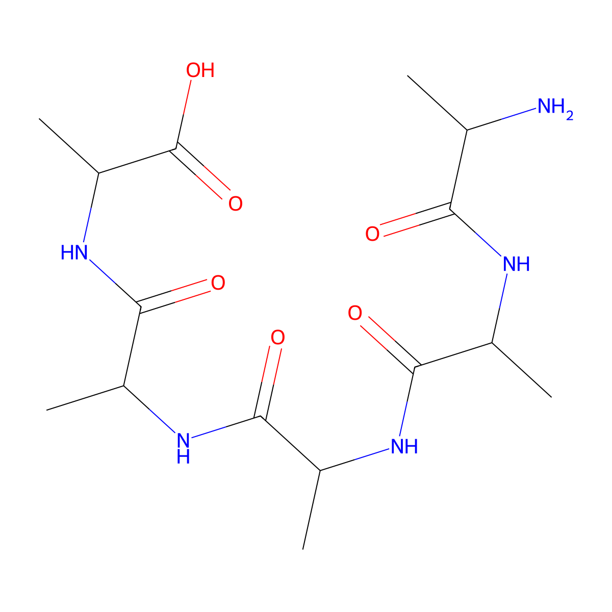 H-D-Ala-D-Ala-D-Ala-D-Ala-D-Ala-OH molecular structure, CAS 10491-09-5