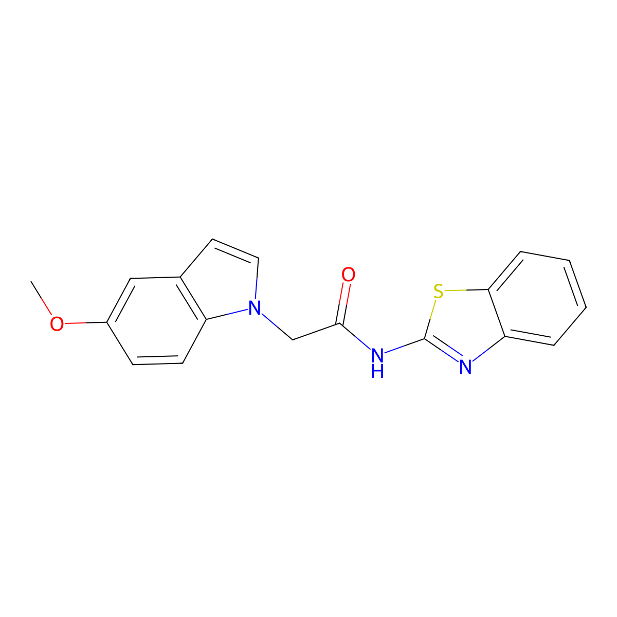 N-1,3-benzothiazol-2-yl-2-(5-methoxy-1H-indol-1-yl)acetamide molecular structure, CAS 1049106-41-3