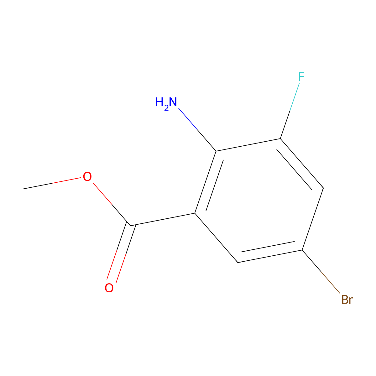 Methyl 2-amino-5-bromo-3-fluorobenzoate molecular structure, CAS 1049106-42-4