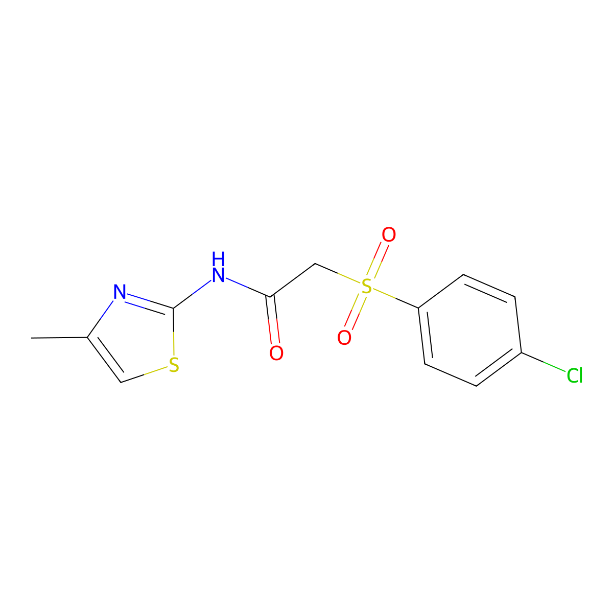 2-[(4-chlorophenyl)sulfonyl]-N-(4-methyl-1,3-thiazol-2-yl)acetamide molecular structure, CAS 1049106-56-0