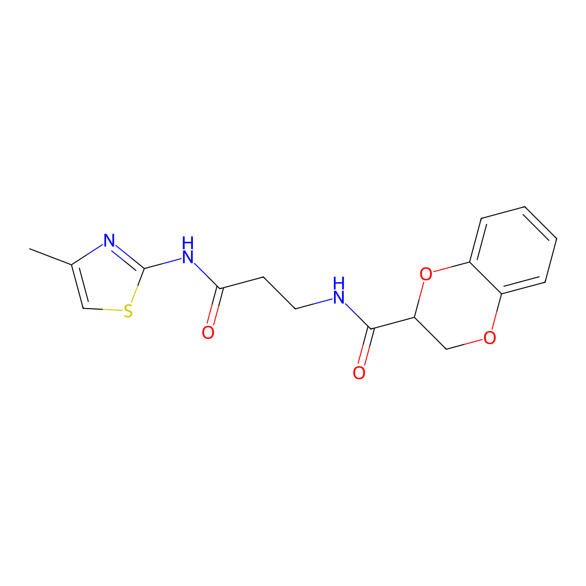 N~2~-{3-[(4-methyl-1,3-thiazol-2-yl)amino]-3-oxopropyl}-2,3-dihydro-1,4-benzodioxine-2-carboxamide molecular structure, CAS 1049106-88-8