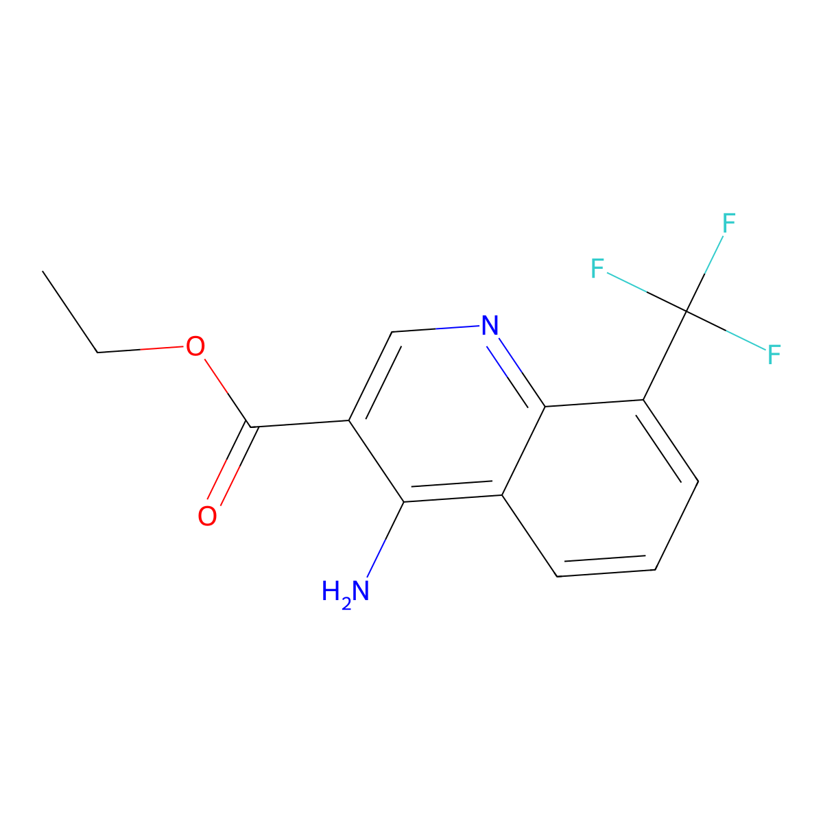 Ethyl 4-amino-8-(trifluoromethyl)quinoline-3-carboxylate molecular structure, CAS 1049114-56-8