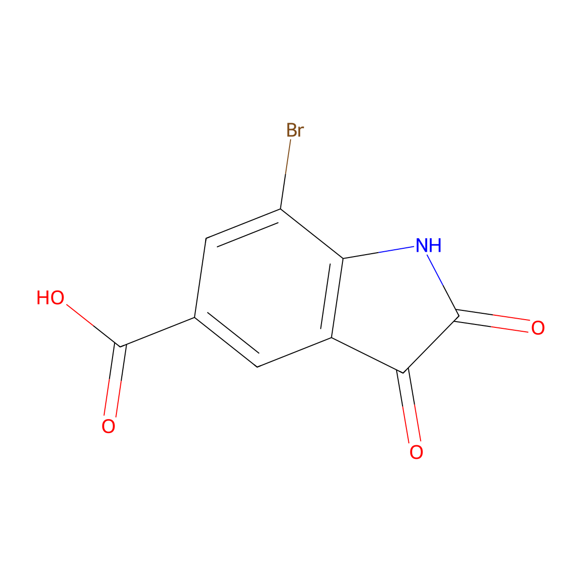7-bromo-2,3-dioxo-2,3-dihydro-1H-indole-5-carboxylic acid molecular structure, CAS 1049117-24-9