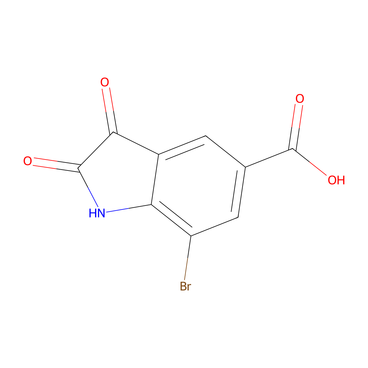 7-bromo-2,3-dioxo-2,3-dihydro-1H-indole-5-carboxylic acid molecular structure, CAS 1049117-24-9