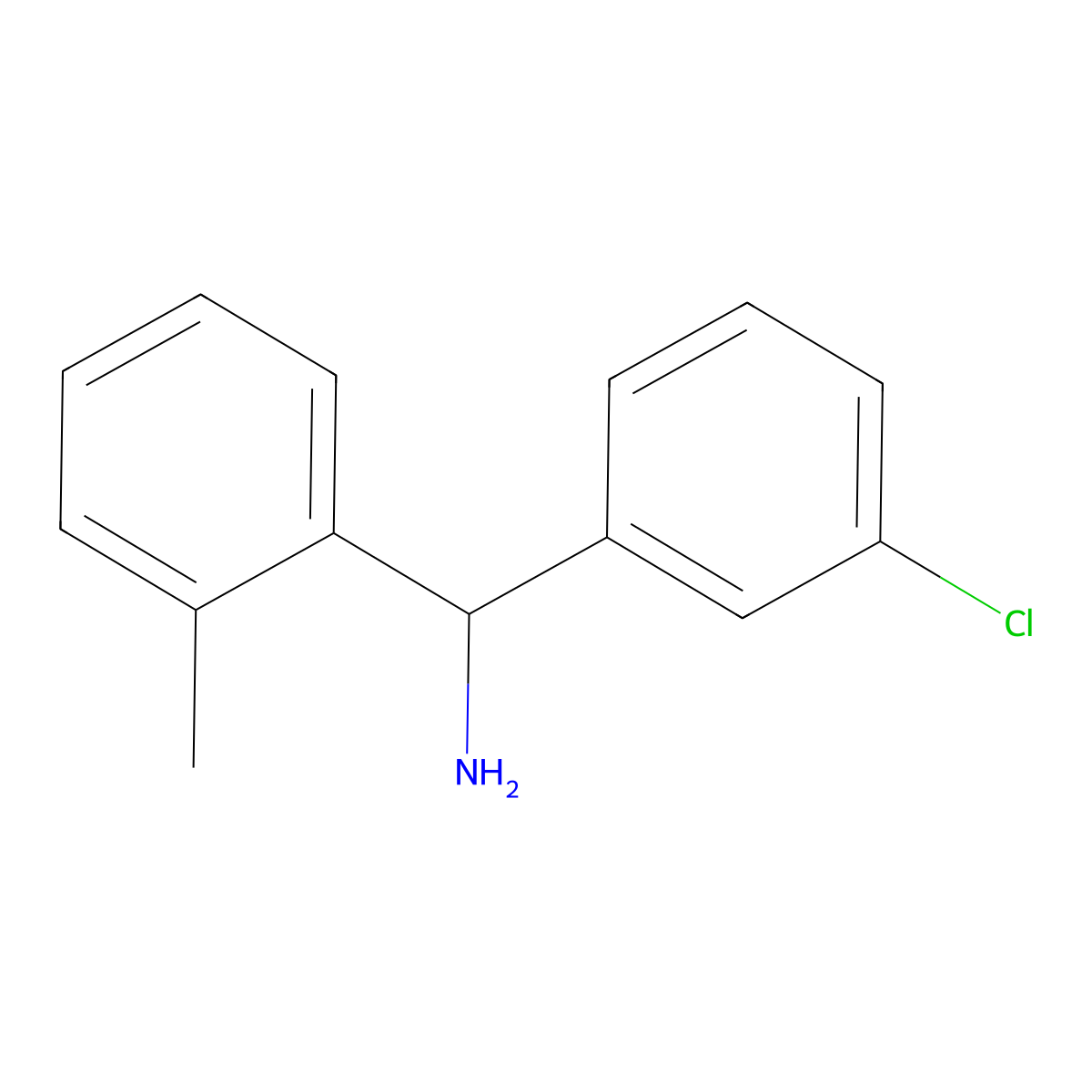 (3-Chlorophenyl)(2-methylphenyl)methanamine molecular structure, CAS 1049118-57-1