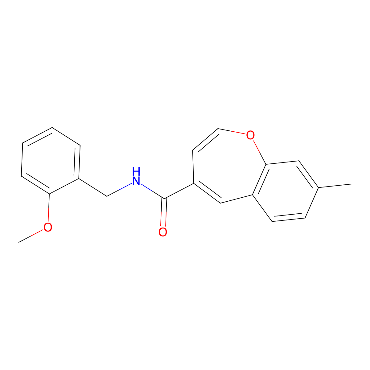 N-[(2-methoxyphenyl)methyl]-8-methyl-1-benzoxepine-4-carboxamide molecular structure, CAS 1049118-87-7