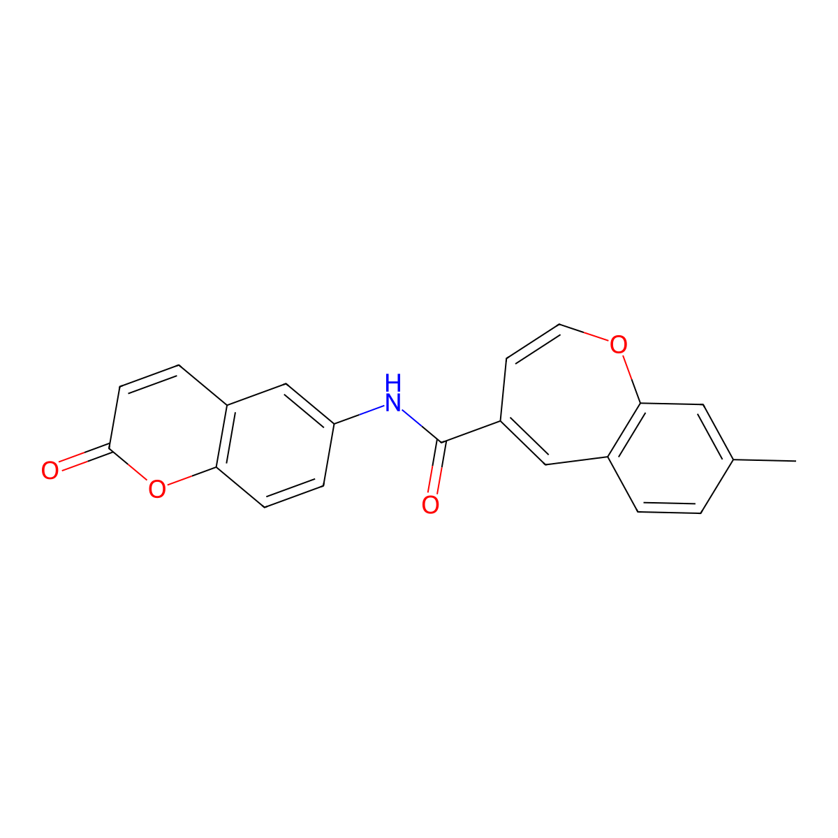 8-methyl-N-(2-oxo-2H-chromen-6-yl)-1-benzoxepine-4-carboxamide molecular structure, CAS 1049118-93-5