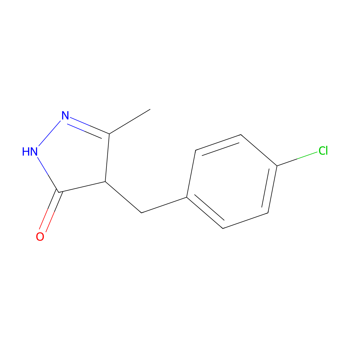 4-(4-chlorobenzyl)-5-methyl-2,4-dihydro-3H-pyrazol-3-one molecular structure, CAS 1049119-02-9