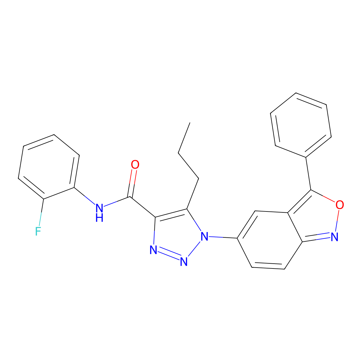 N-(2-fluorophenyl)-1-(3-phenyl-2,1-benzoxazol-5-yl)-5-propyl-1H-1,2,3-triazole-4-carboxamide molecular structure, CAS 1049119-15-4