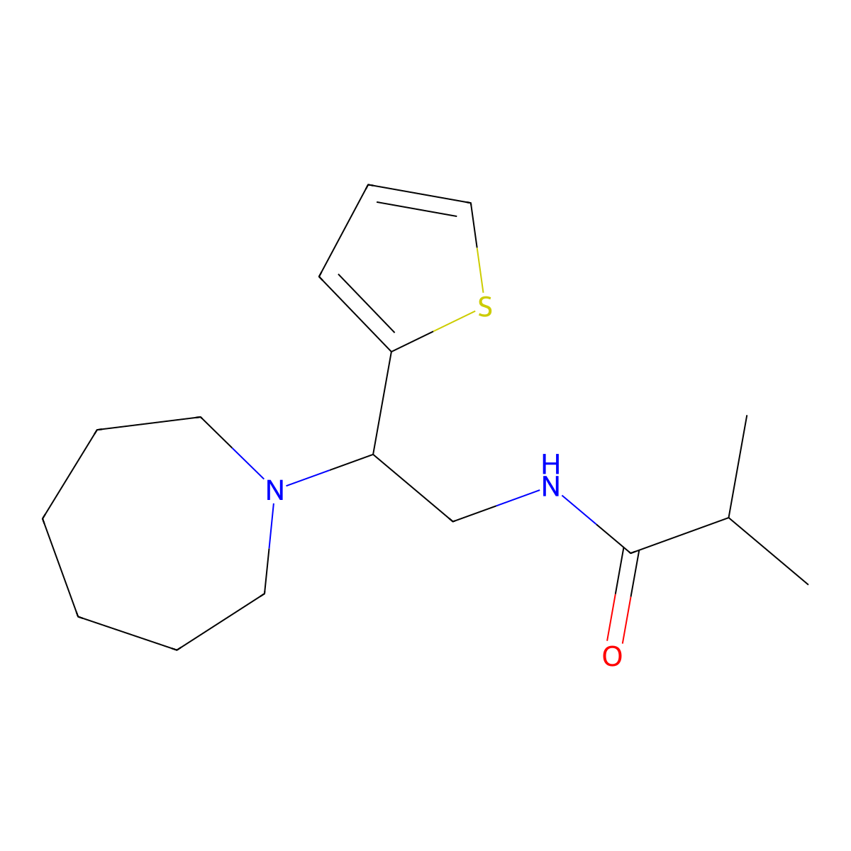 N-[2-(azepan-1-yl)-2-(thiophen-2-yl)ethyl]-2-methylpropanamide molecular structure, CAS 1049119-44-9