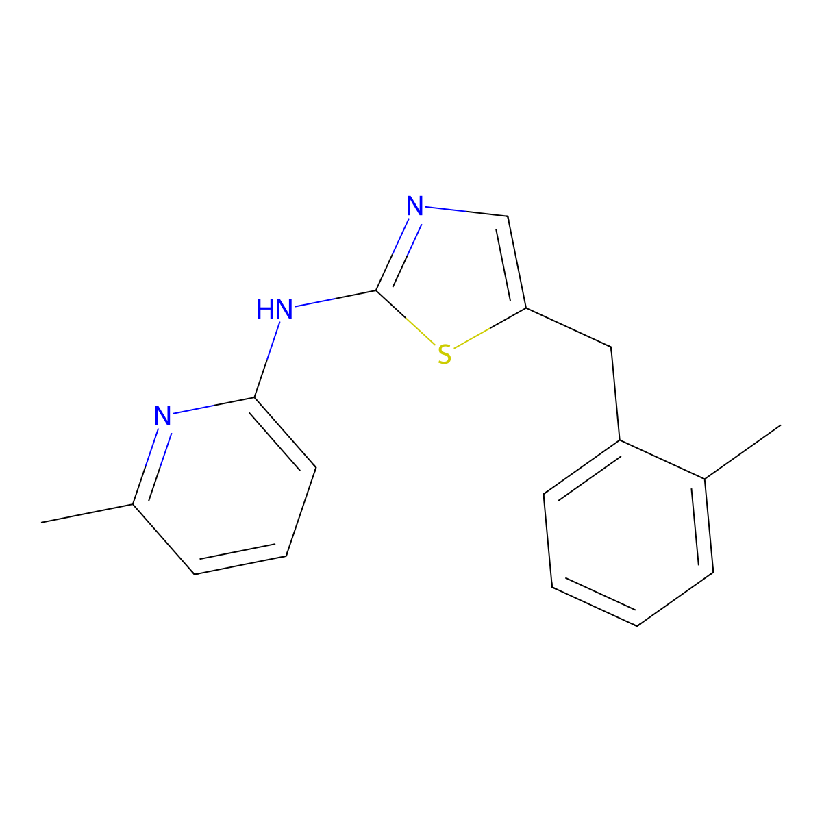5-(2-methylbenzyl)-N-(6-methylpyridin-2-yl)thiazol-2-amine molecular structure, CAS 1049119-53-0
