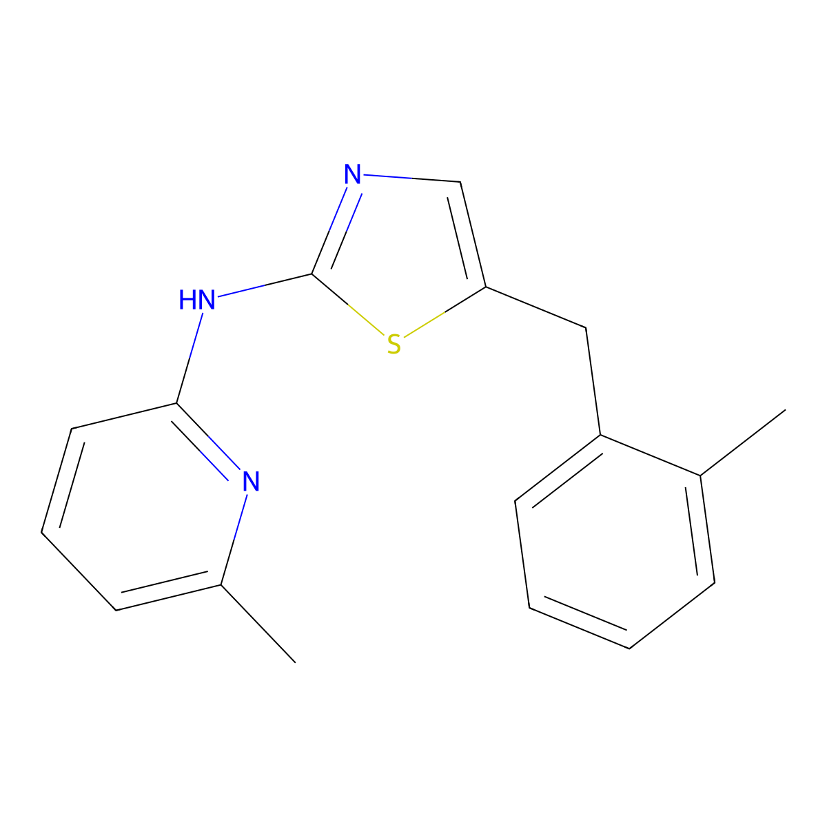 5-(2-methylbenzyl)-N-(6-methylpyridin-2-yl)thiazol-2-amine molecular structure, CAS 1049119-53-0