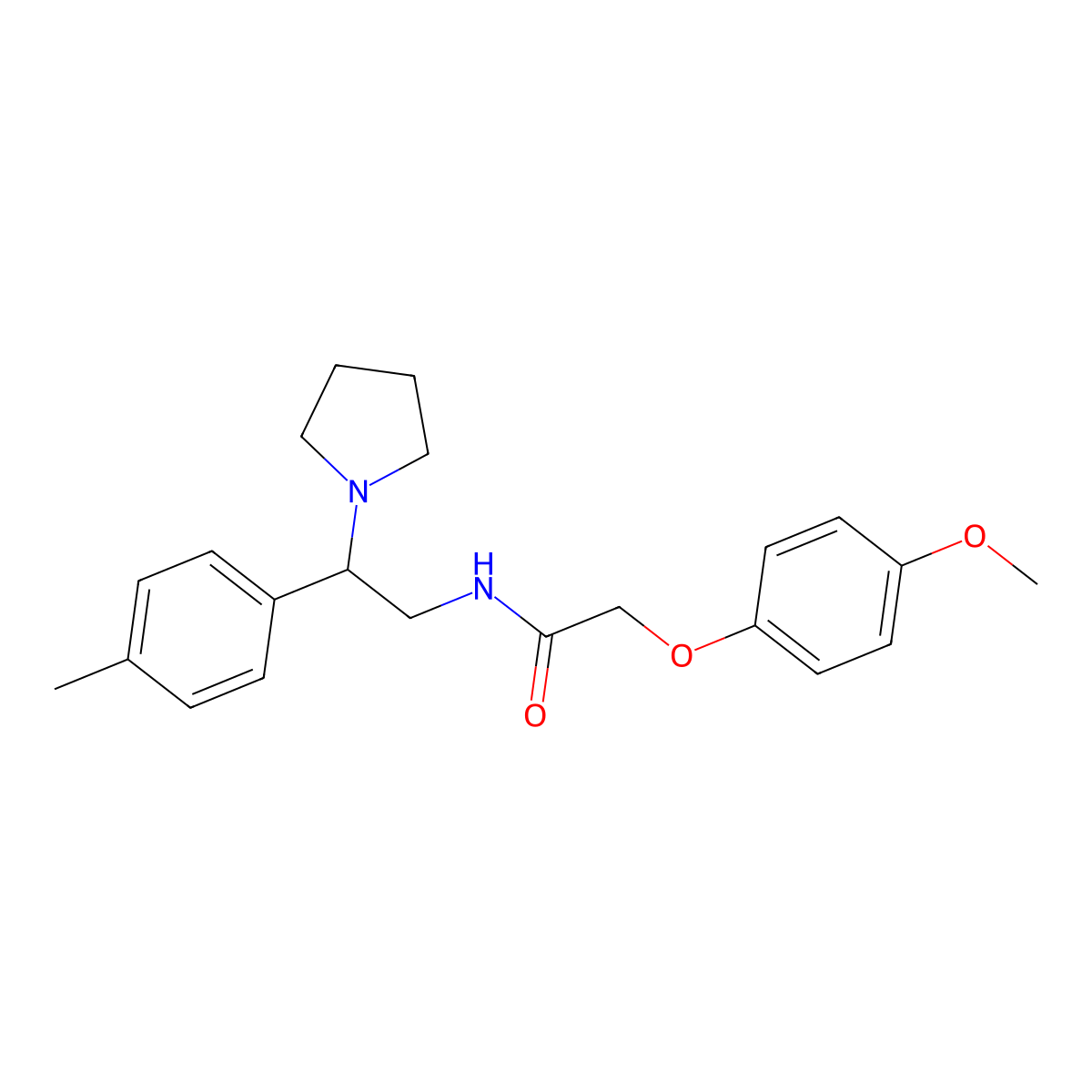 2-(4-methoxyphenoxy)-N-[2-(4-methylphenyl)-2-(pyrrolidin-1-yl)ethyl]acetamide molecular structure, CAS 1049119-56-3