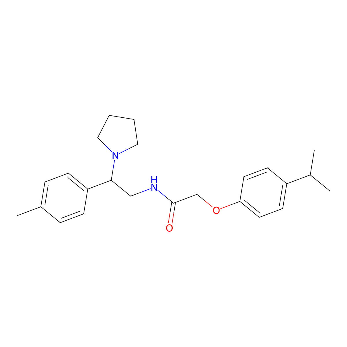N-[2-(4-methylphenyl)-2-(pyrrolidin-1-yl)ethyl]-2-[4-(propan-2-yl)phenoxy]acetamide molecular structure, CAS 1049119-58-5
