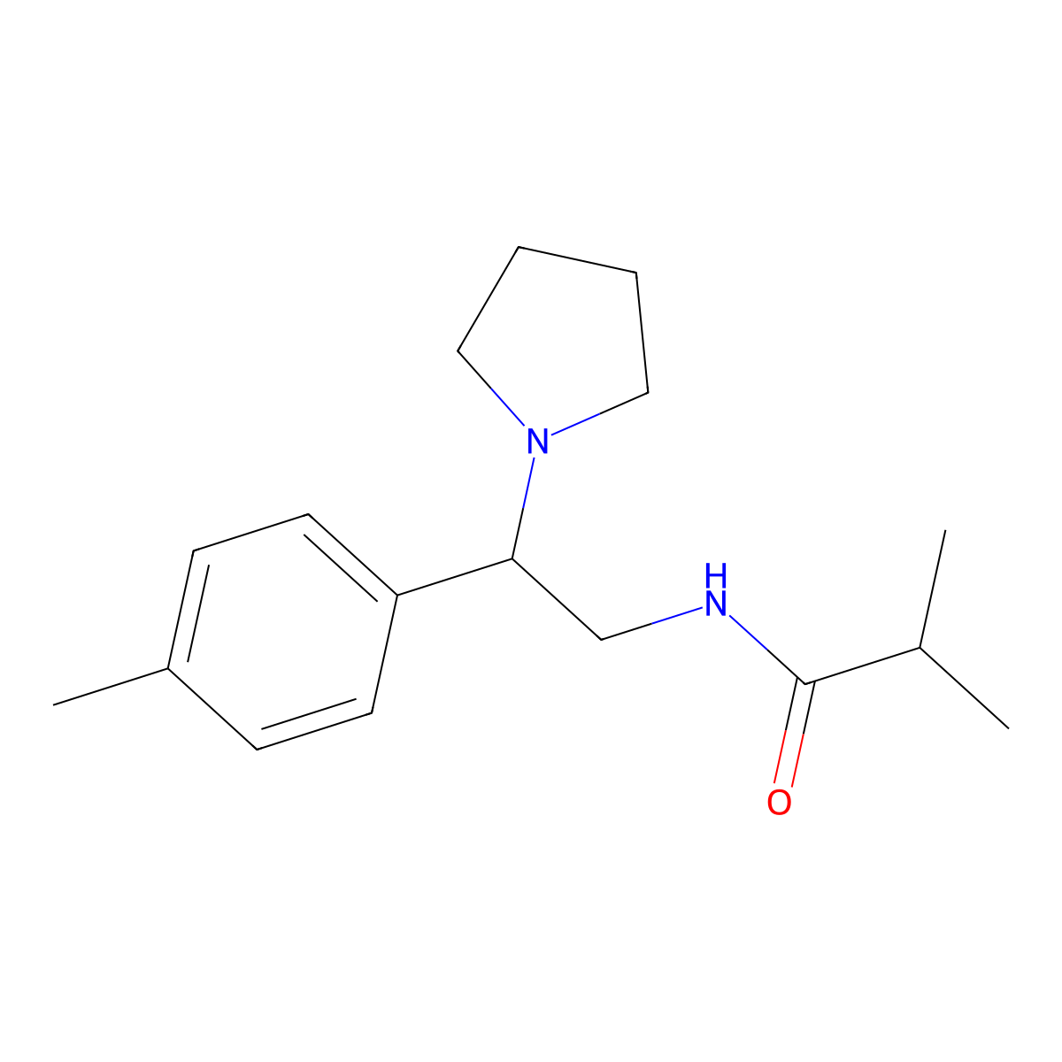 2-methyl-N-[2-(4-methylphenyl)-2-(pyrrolidin-1-yl)ethyl]propanamide molecular structure, CAS 1049119-60-9