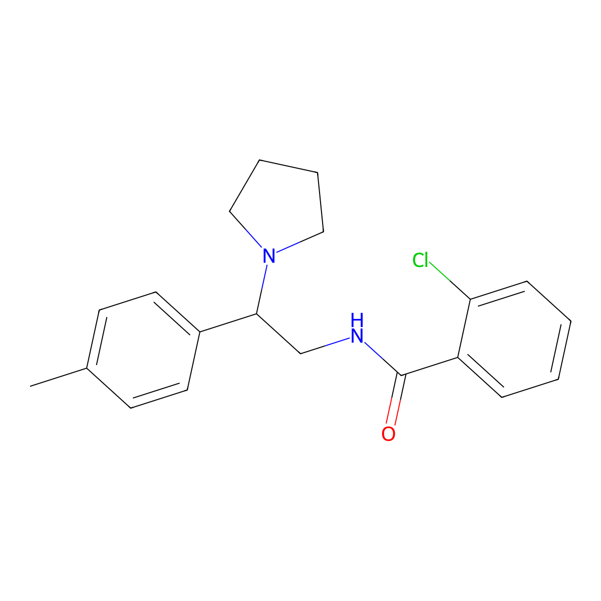 2-chloro-N-[2-(4-methylphenyl)-2-(pyrrolidin-1-yl)ethyl]benzamide molecular structure, CAS 1049119-76-7
