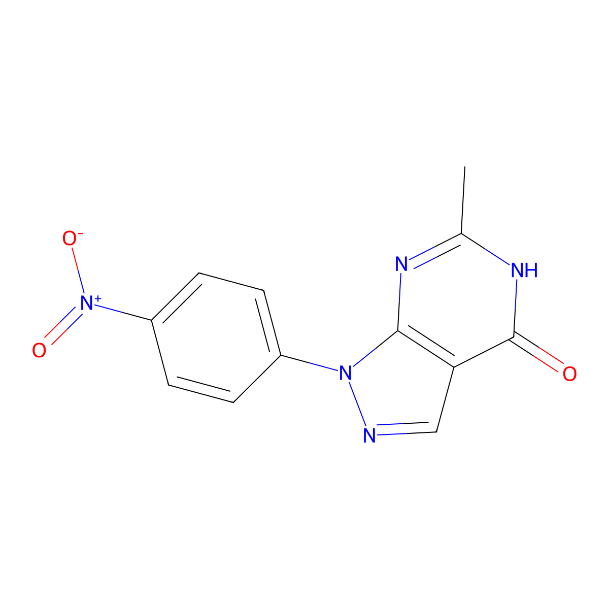 6-methyl-1-(4-nitrophenyl)-1H,4H,7H-pyrazolo[3,4-d]pyrimidin-4-one molecular structure, CAS 104912-51-8