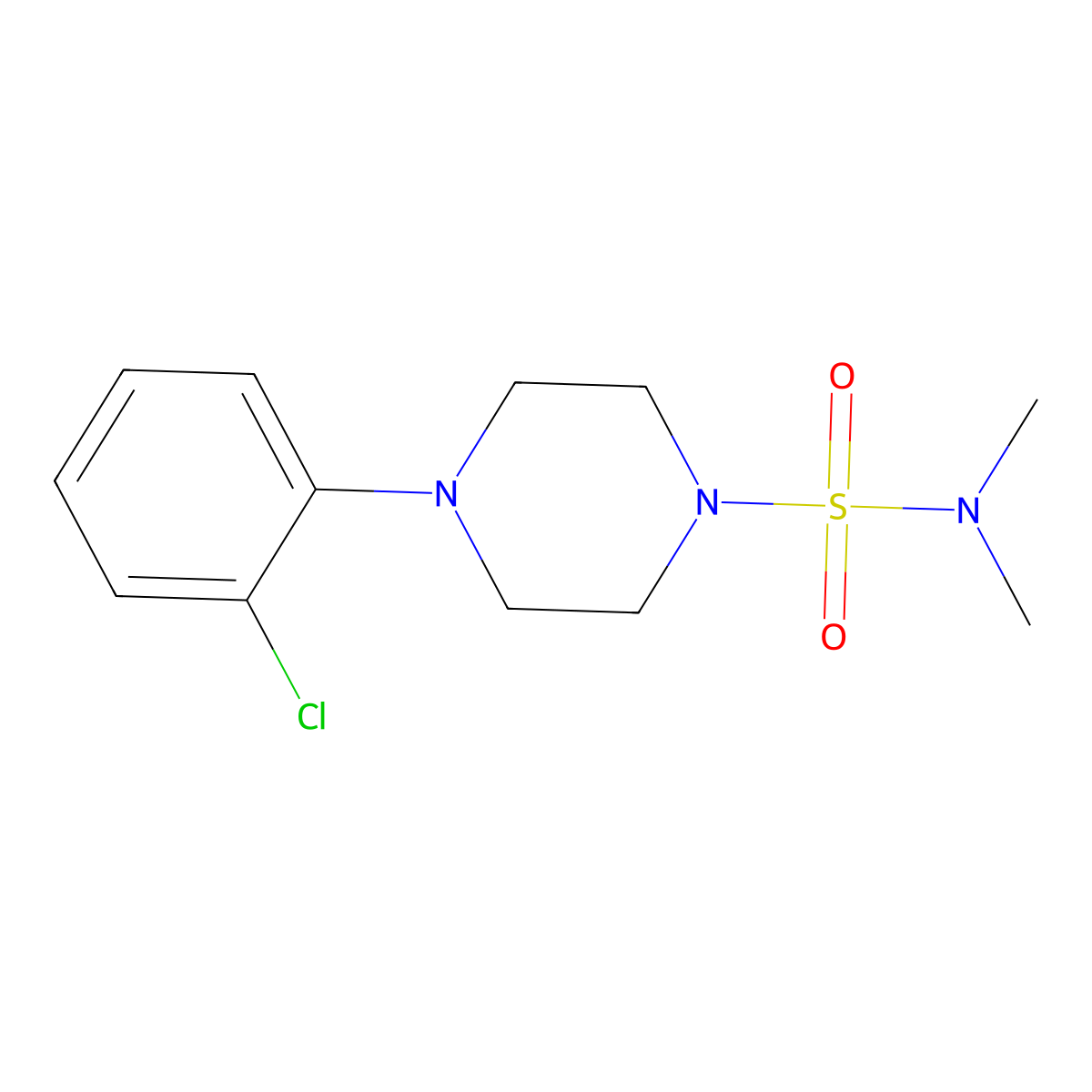 4-(2-chlorophenyl)-N,N-dimethylpiperazine-1-sulfonamide molecular structure, CAS 104912-66-5