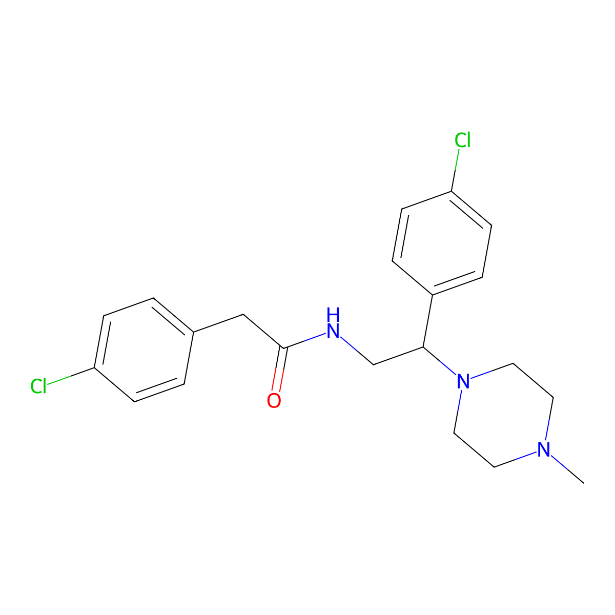 2-(4-chlorophenyl)-N-[2-(4-chlorophenyl)-2-(4-methylpiperazin-1-yl)ethyl]acetamide molecular structure, CAS 1049120-06-0