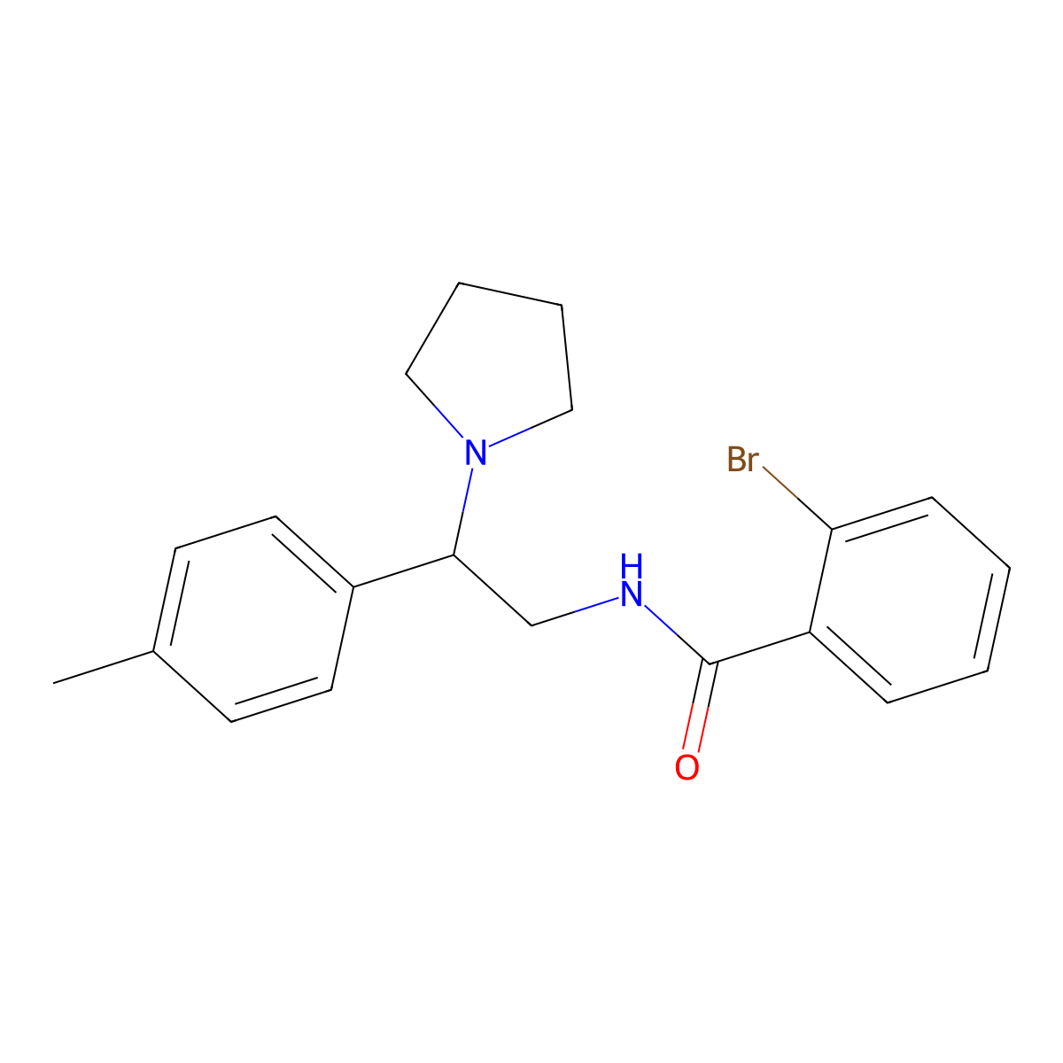 2-bromo-N-[2-(4-methylphenyl)-2-(pyrrolidin-1-yl)ethyl]benzamide molecular structure, CAS 1049120-59-3