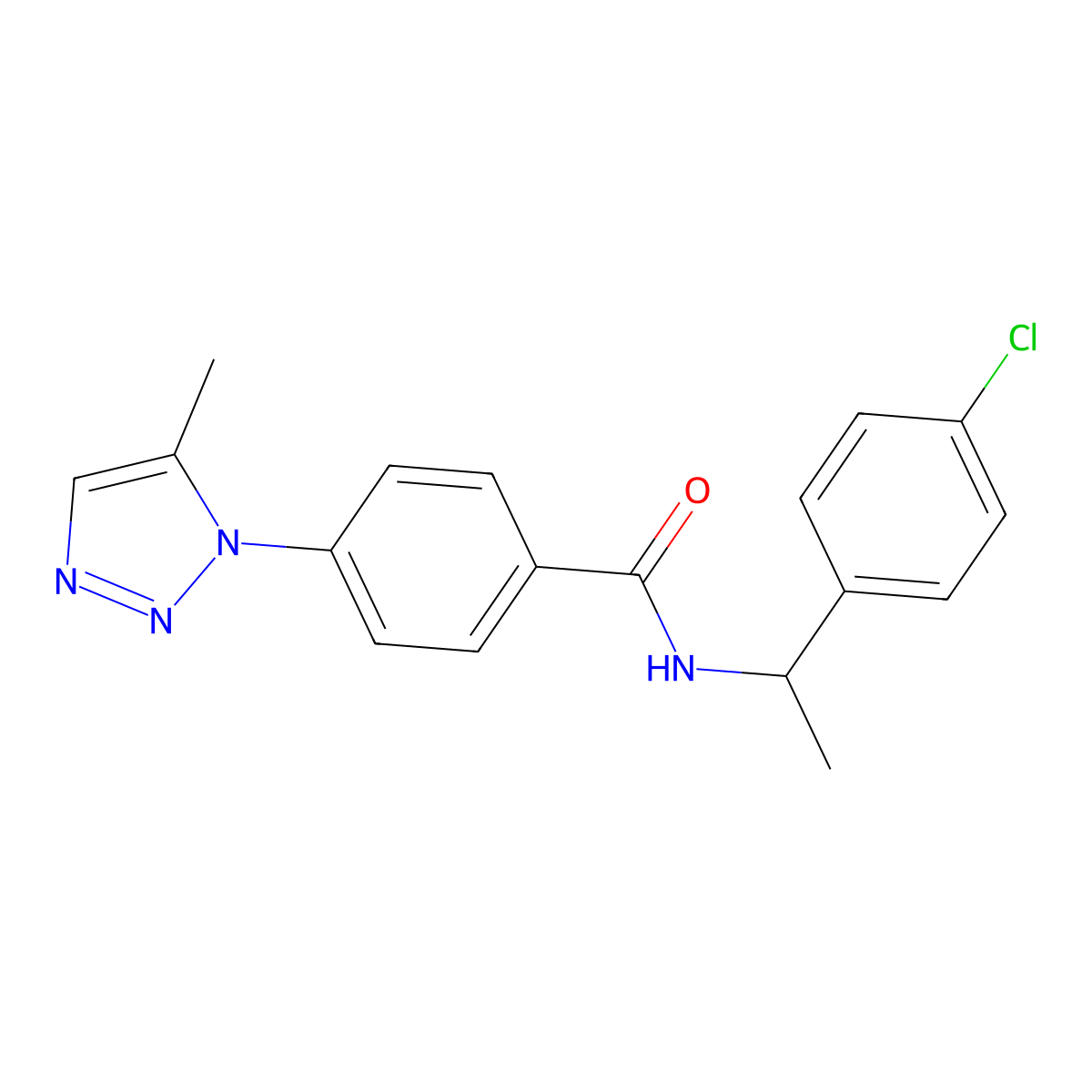 N-(1-(4-chlorophenyl)ethyl)-4-(5-methyl-1H-1,2,3-triazol-1-yl)benzamide molecular structure, CAS 1049120-94-6