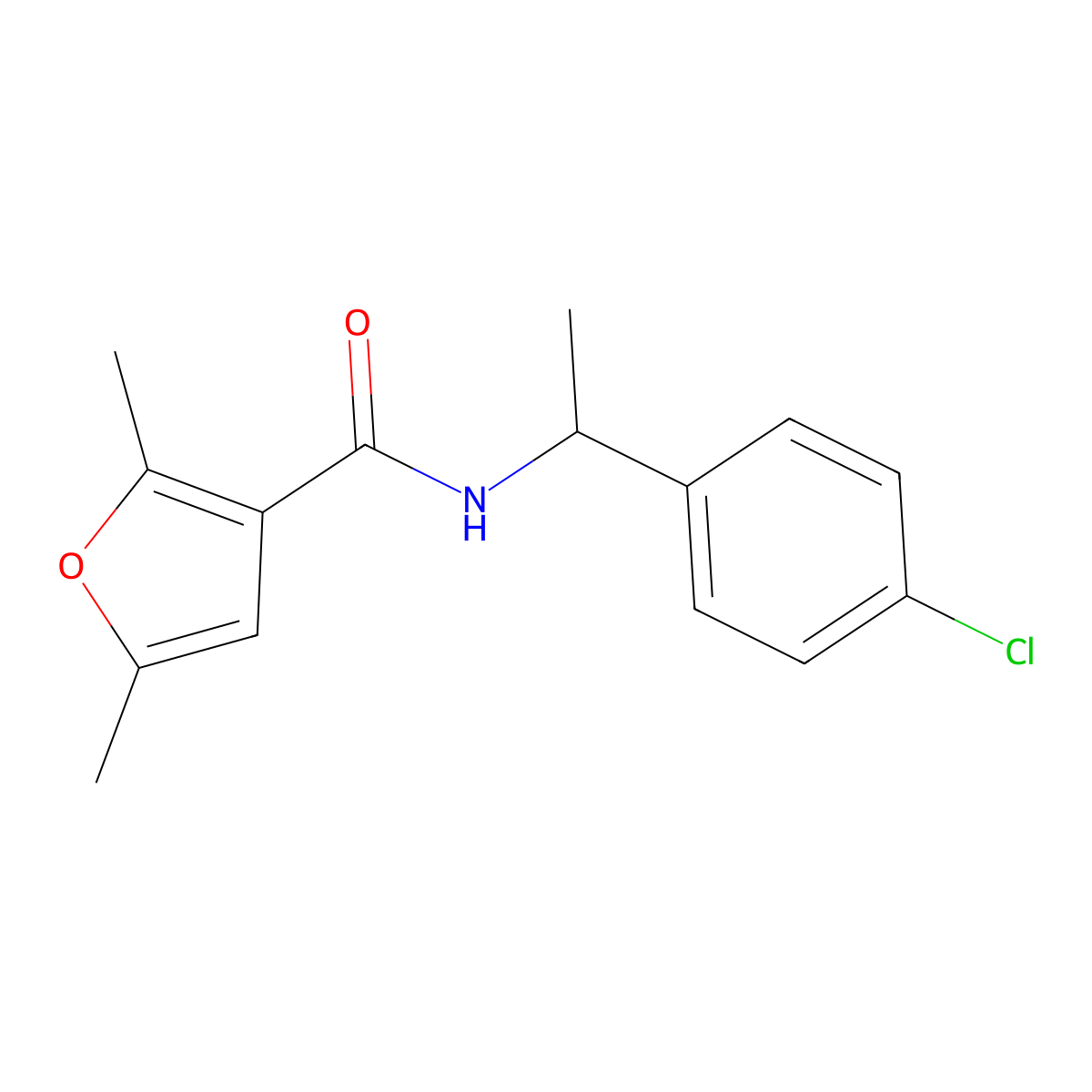 N-[1-(4-chlorophenyl)ethyl]-2,5-dimethylfuran-3-carboxamide molecular structure, CAS 1049120-98-0