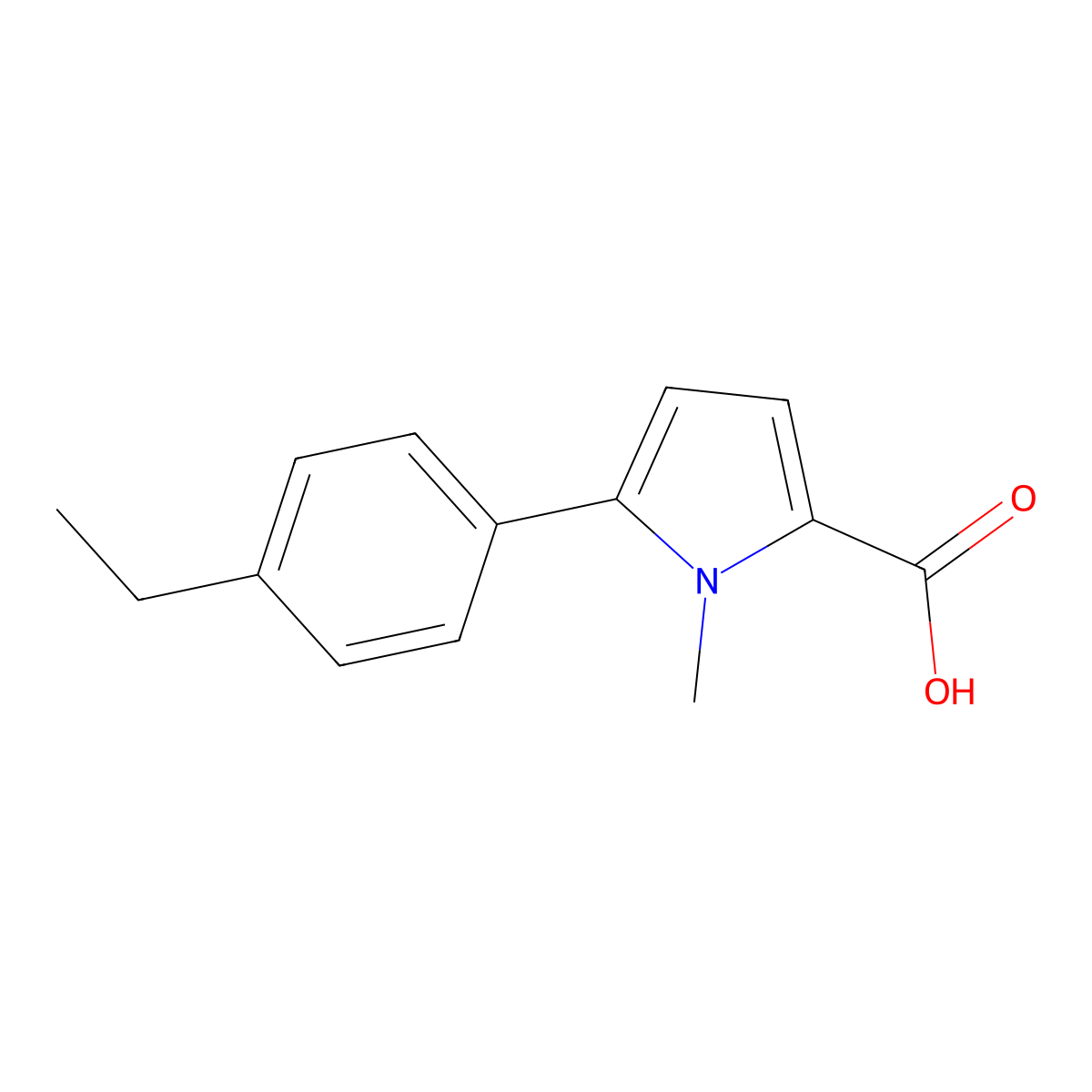 5-(4-ethylphenyl)-1-methyl-1H-pyrrole-2-carboxylic acid molecular structure, CAS 1049121-99-4