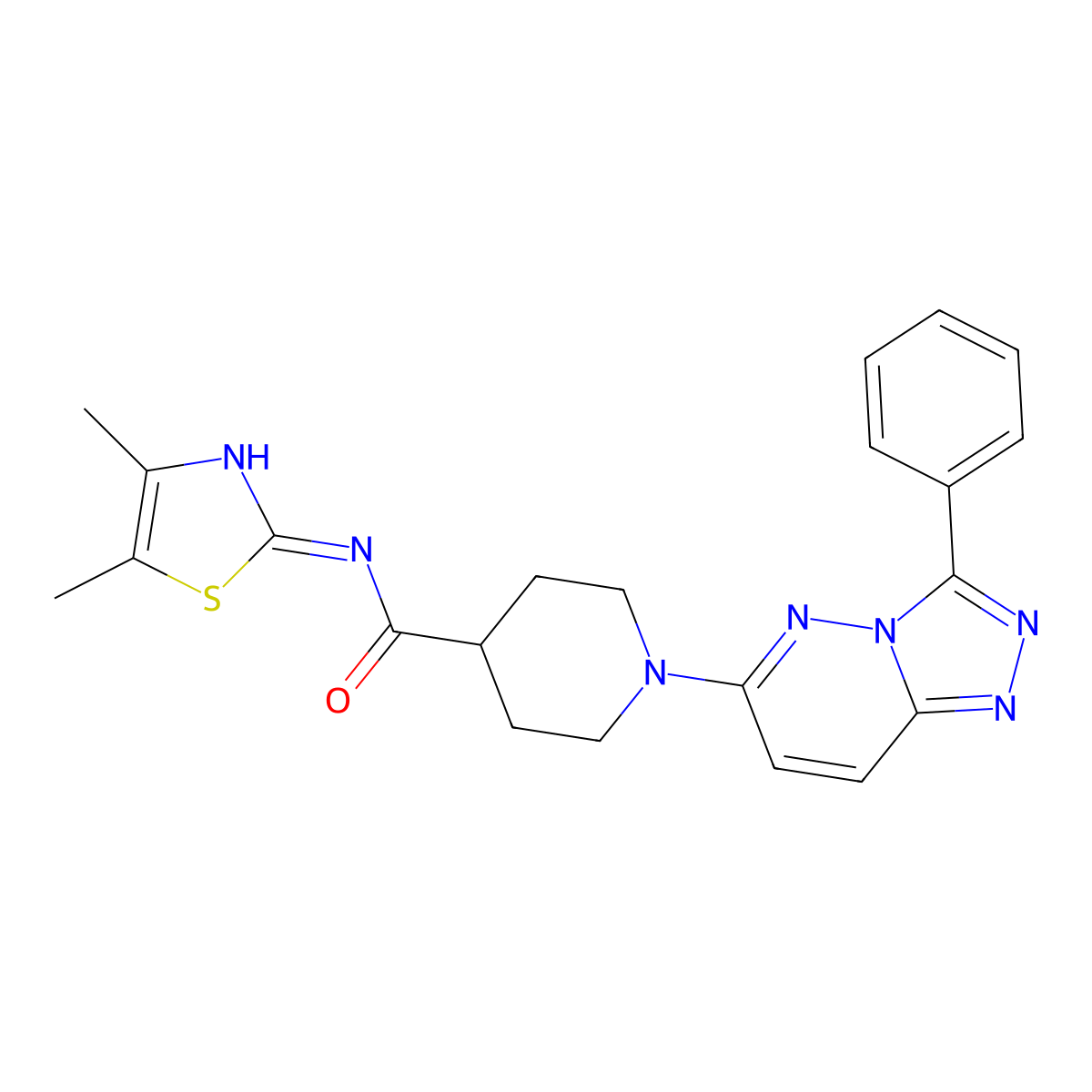 N-[(2Z)-4,5-dimethyl-1,3-thiazol-2(3H)-ylidene]-1-(3-phenyl[1,2,4]triazolo[4,3-b]pyridazin-6-yl)piperidine-4-carboxamide molecular structure, CAS 1049123-27-4