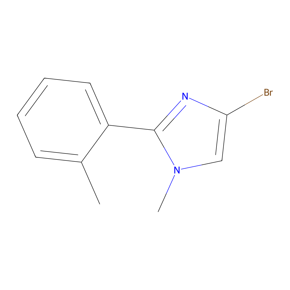 1H-Imidazole, 4-bromo-1-methyl-2-(2-methylphenyl)- molecular structure, CAS 1049126-60-4