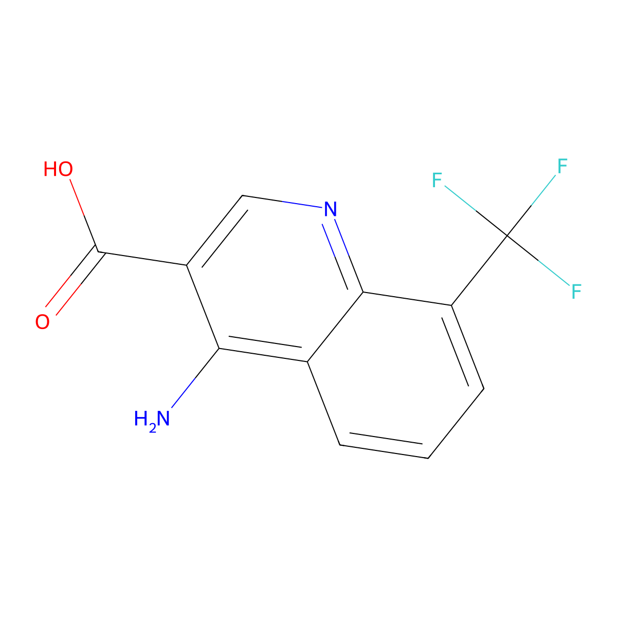 4-Amino-8-(trifluoromethyl)quinoline-3-carboxylic acid molecular structure, CAS 1049127-39-0