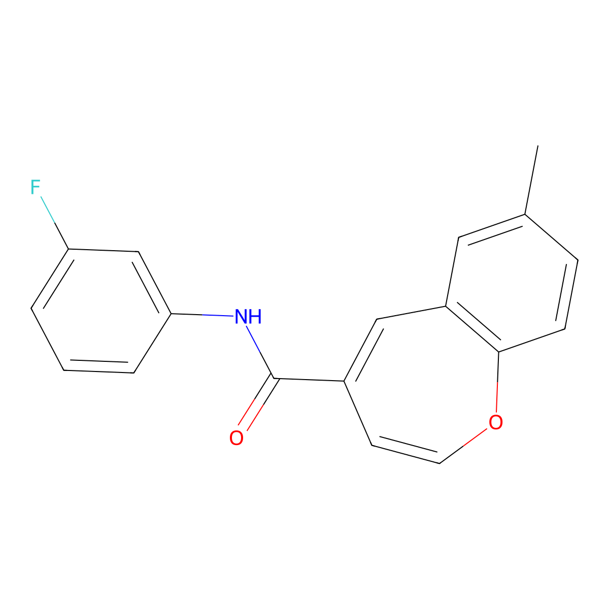 N-(3-fluorophenyl)-7-methyl-1-benzoxepine-4-carboxamide molecular structure, CAS 1049127-90-3