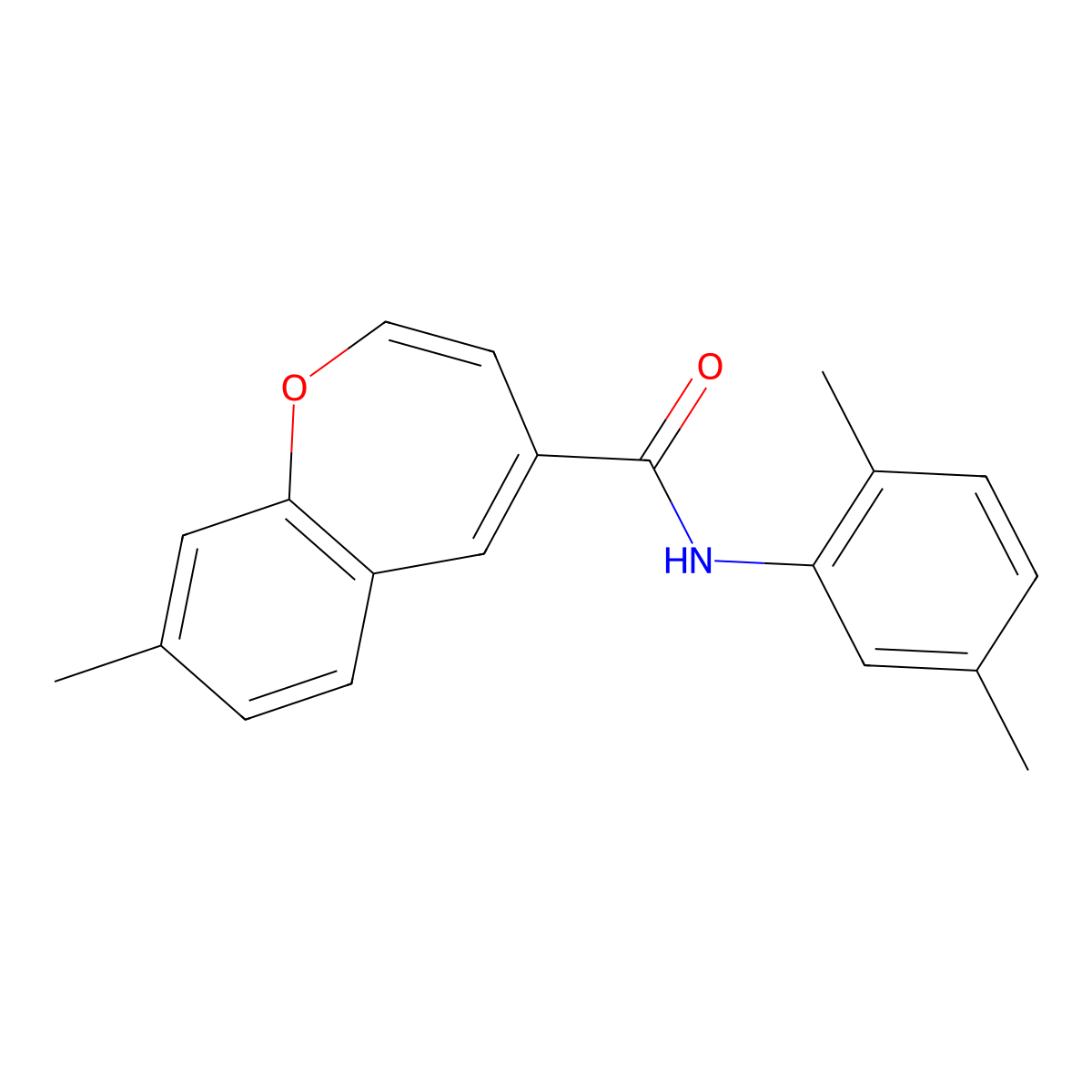 N-(2,5-dimethylphenyl)-8-methyl-1-benzoxepine-4-carboxamide molecular structure, CAS 1049128-53-1