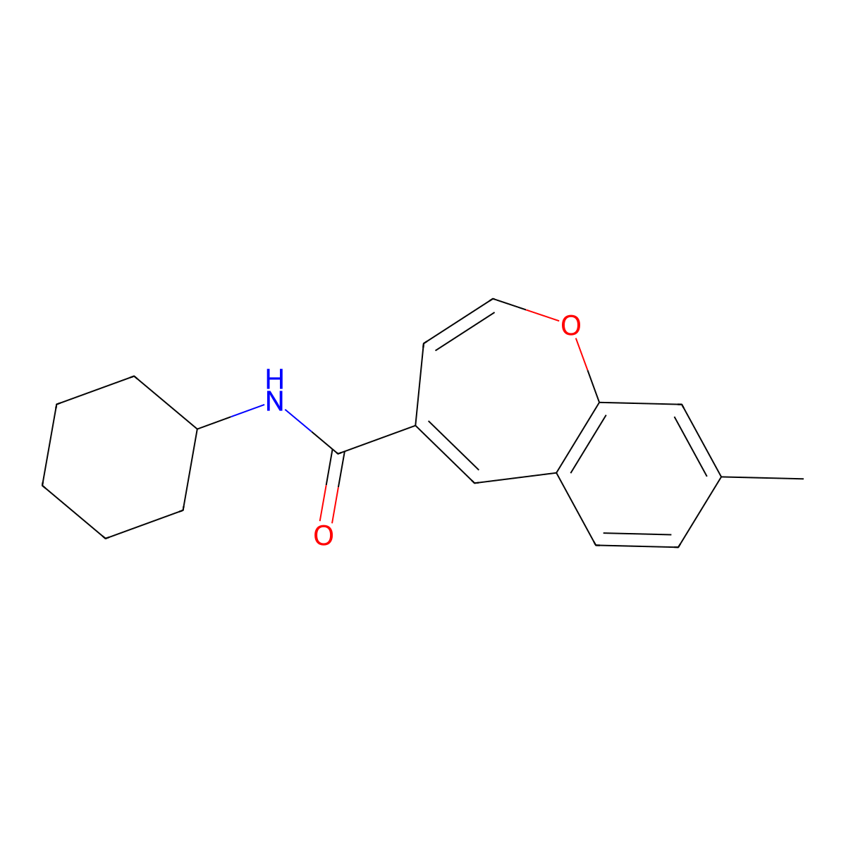 N-cyclohexyl-8-methyl-1-benzoxepine-4-carboxamide molecular structure, CAS 1049128-81-5