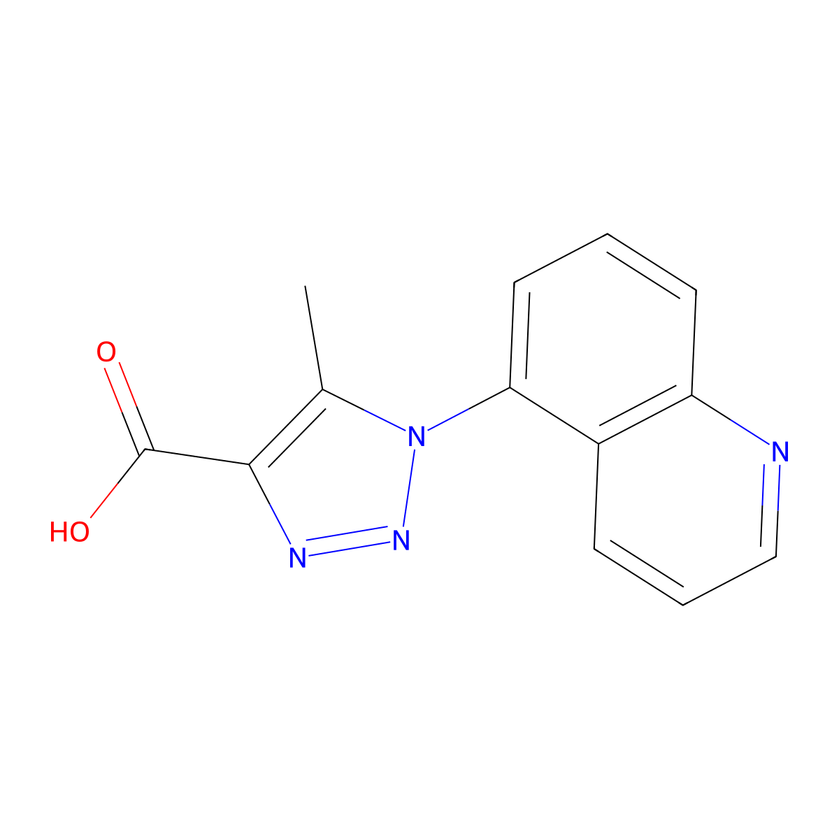 5-methyl-1-(quinolin-5-yl)-1H-1,2,3-triazole-4-carboxylic acid molecular structure, CAS 1049129-19-2
