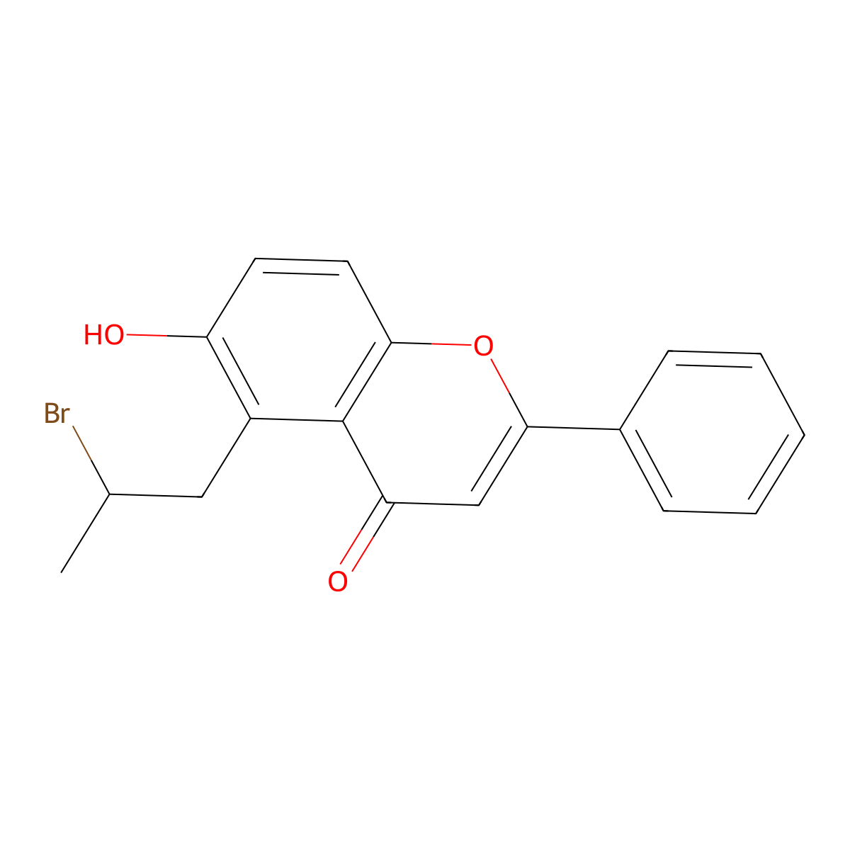 4H-1-Benzopyran-4-one, 5-(2-bromopropyl)-6-hydroxy-2-phenyl- molecular structure, CAS 1049129-20-5