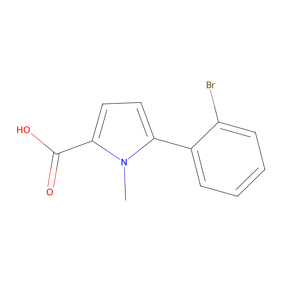 5-(2-bromophenyl)-1-methyl-1H-pyrrole-2-carboxylic acid molecular structure, CAS 1049131-96-5