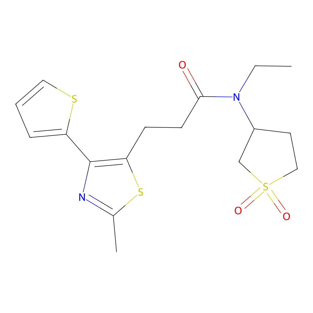 N-(1,1-dioxidotetrahydrothiophen-3-yl)-N-ethyl-3-(2-methyl-4-(thiophen-2-yl)thiazol-5-yl)propanamide molecular structure, CAS 1049132-04-8