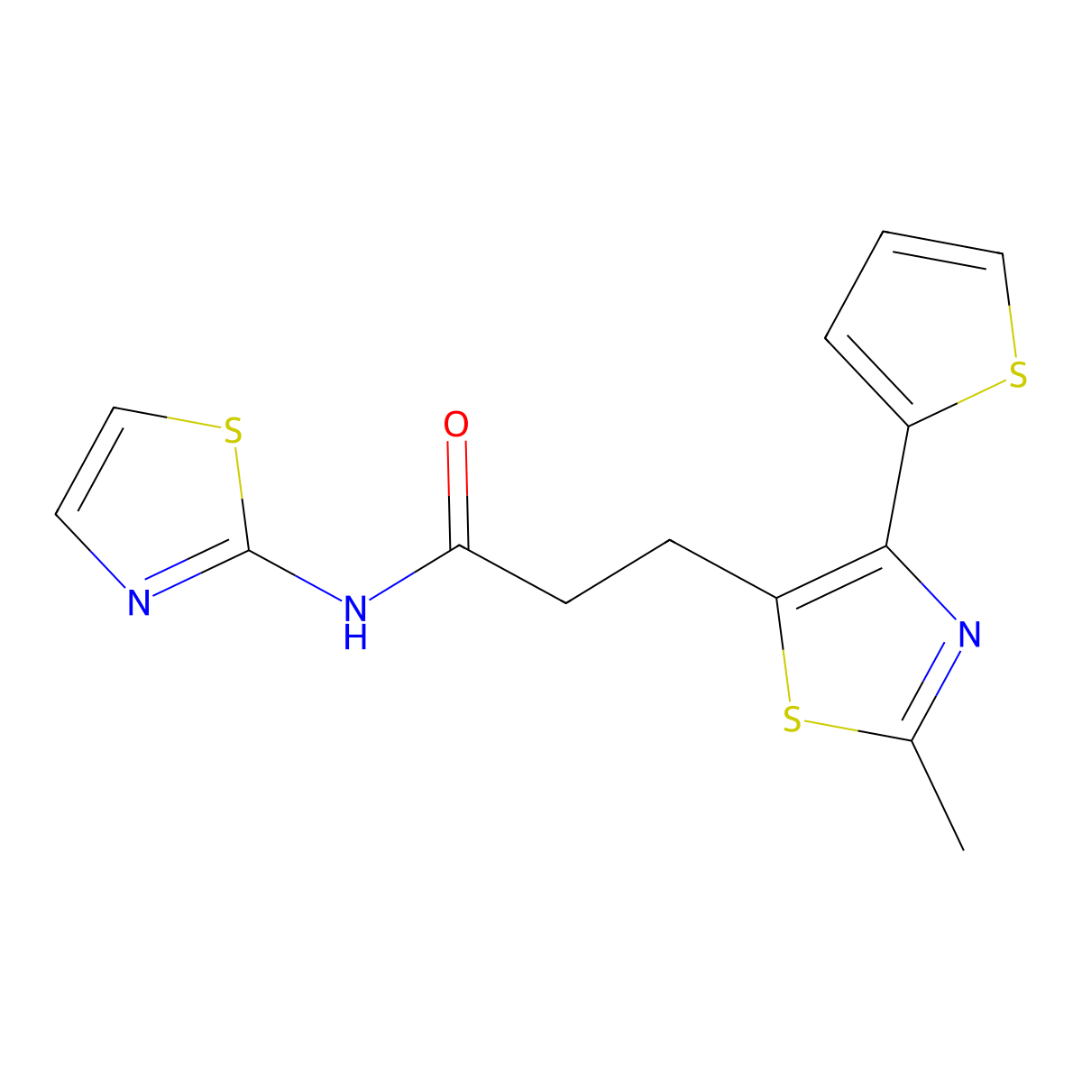 3-(2-methyl-4-(thiophen-2-yl)thiazol-5-yl)-N-(thiazol-2-yl)propanamide molecular structure, CAS 1049132-19-5