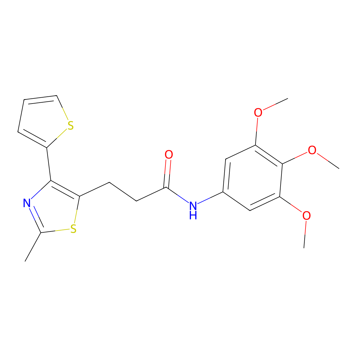 3-(2-methyl-4-(thiophen-2-yl)thiazol-5-yl)-N-(3,4,5-trimethoxyphenyl)propanamide molecular structure, CAS 1049132-24-2