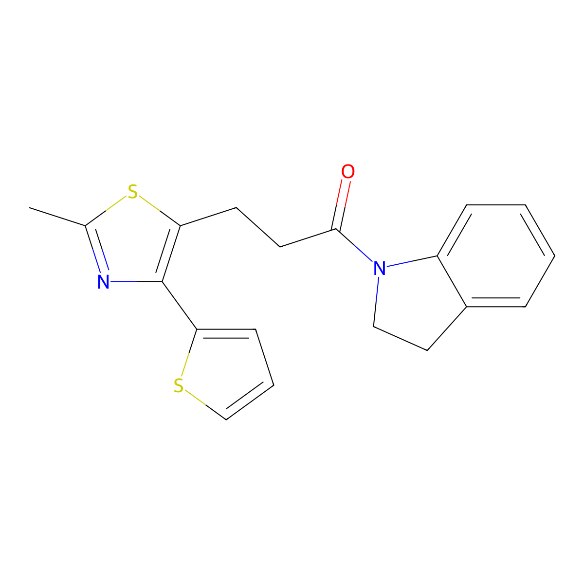 1-(Indolin-1-yl)-3-(2-methyl-4-(thiophen-2-yl)thiazol-5-yl)propan-1-one molecular structure, CAS 1049132-49-1