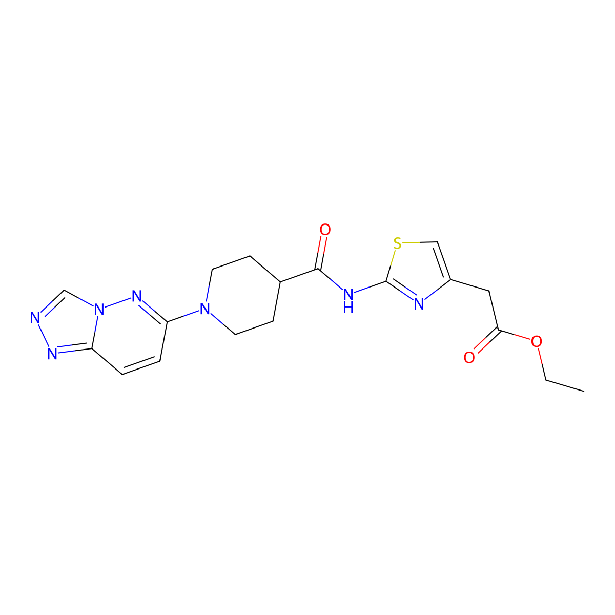 Ethyl [2-({[1-([1,2,4]triazolo[4,3-b]pyridazin-6-yl)piperidin-4-yl]carbonyl}amino)-1,3-thiazol-4-yl]acetate molecular structure, CAS 1049136-04-0