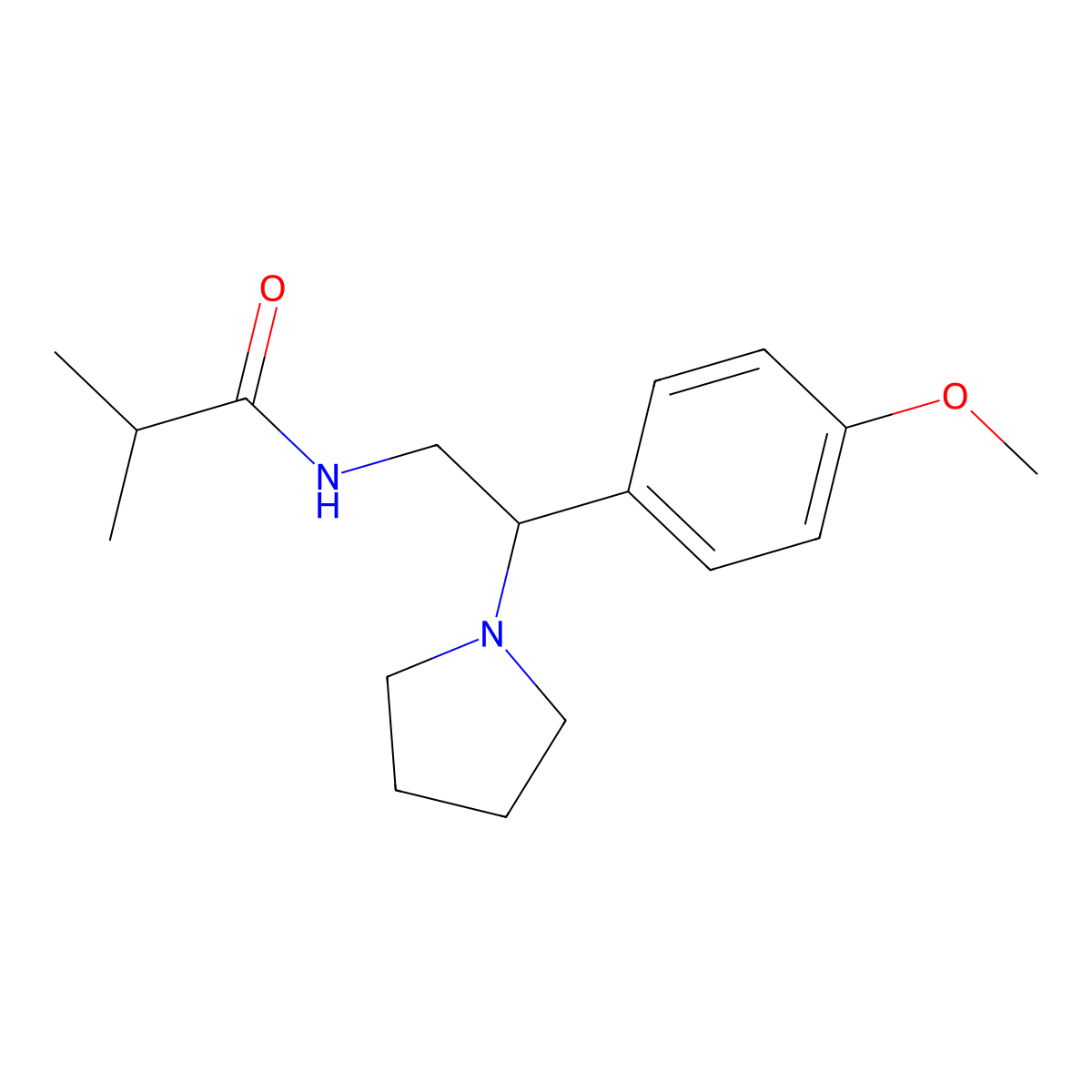 N-[2-(4-methoxyphenyl)-2-(pyrrolidin-1-yl)ethyl]-2-methylpropanamide molecular structure, CAS 1049136-87-9