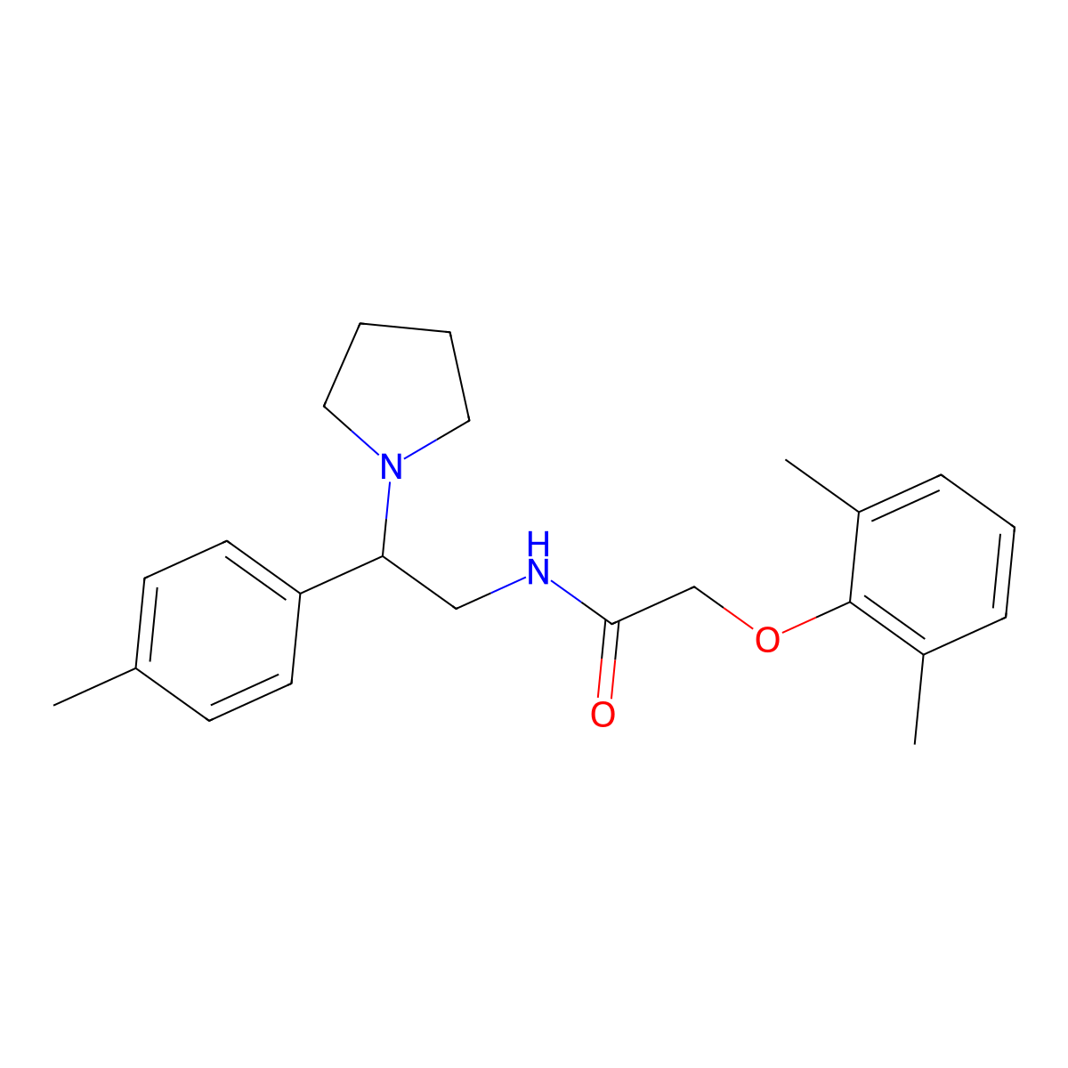 2-(2,6-dimethylphenoxy)-N-[2-(4-methylphenyl)-2-(pyrrolidin-1-yl)ethyl]acetamide molecular structure, CAS 1049136-99-3